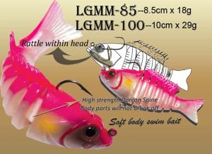 serrated body swim bait with a darcon spine to prevent breakage-lgmm