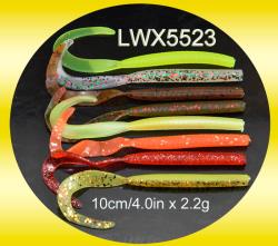 Osprey soft baits.  long earthworm with curly tail