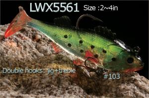 Soft gel or soft plastic siwmbaits : perch swimbait from 2-4in