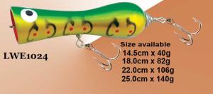 Osprey's seasoned wood poppers. Crush resistance Poly carbonate poppers.  Through wire system poppers with VMC hooks.
