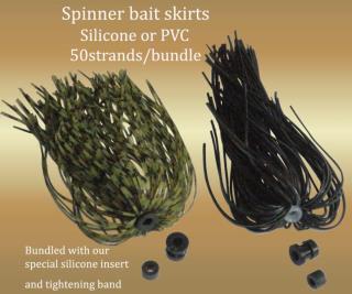 Silicone spinner bait skirt bundle with a rigging collar