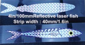 Opsrey stripteaser in length of 1m and 1.5mtr. Stripteaser laser fish sandwiched between 2 strips of heat sealed laminted PVC.